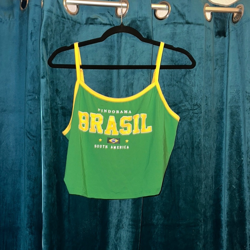 SHEIN Green and Yellow Crop Top